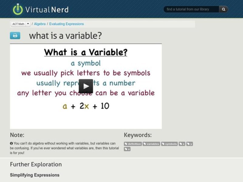 What is a Variable? Instructional Video