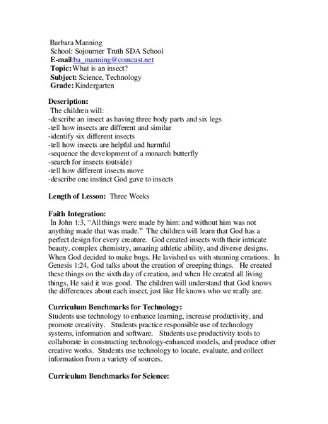 What is An Insect? Lesson Plan