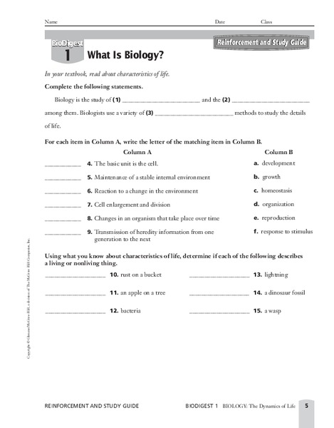 What is Biology? Worksheet