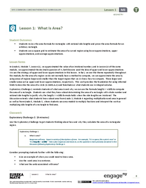What Is Area? Lesson Plan