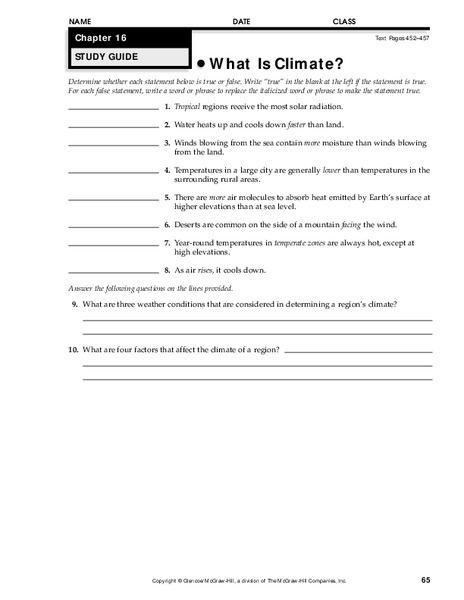 What is Climate? Worksheet