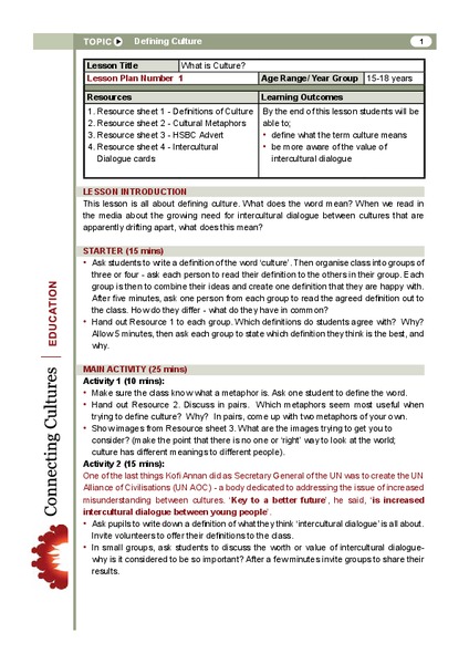 What Is Culture? Lesson Plan