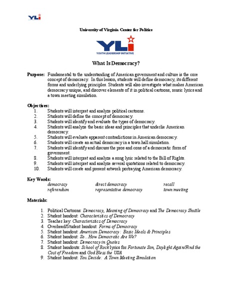 What is Democracy? Lesson Plan