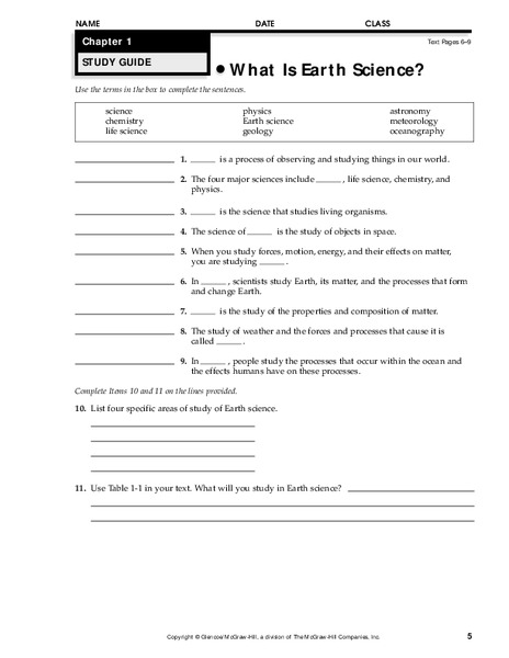 What is Earth Science? Worksheet