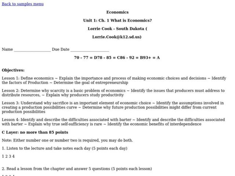 What is Economics? Lesson Plan