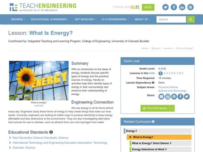 What is Energy? Lesson Plan