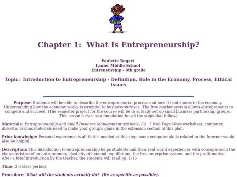 What is Entrepreneurship? Lesson Plan