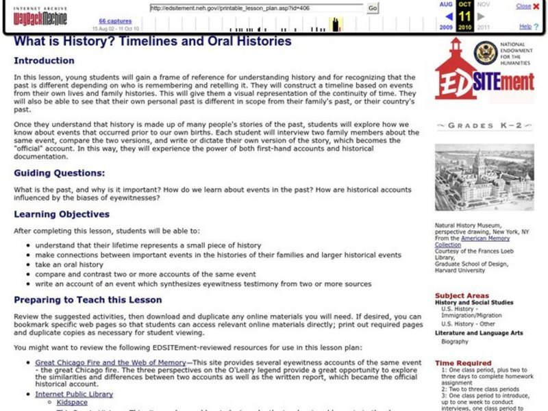 What is History? Timelines and Oral Histories Lesson Plan
