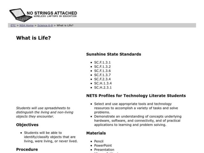What is Life? Lesson Plan