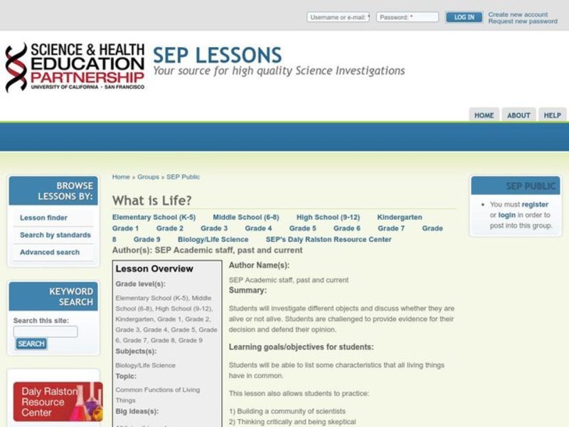 What is Life? Lesson Plan