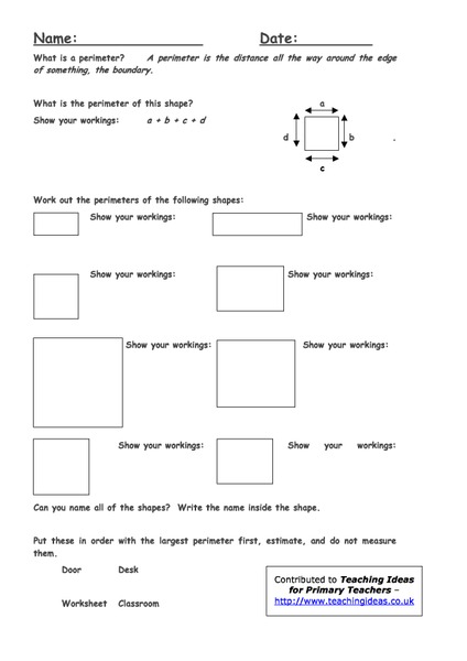 What Is Perimeter? Worksheet