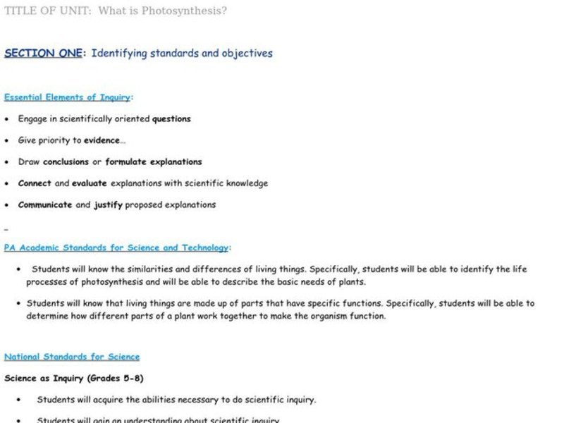 What is Photosynthesis? Lesson Plan