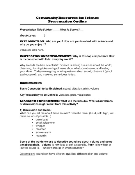 What is Sound? Lesson Plan