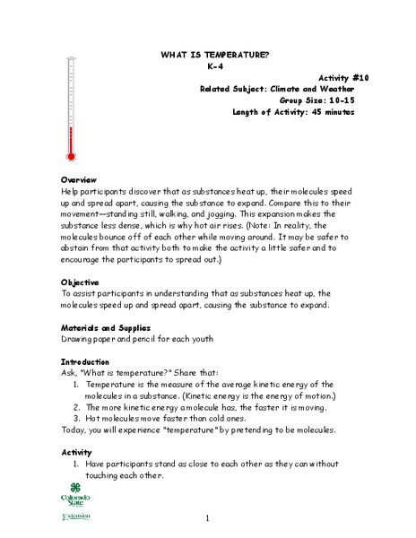 What is Temperature? Lesson Plan