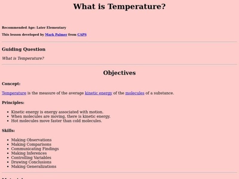 What is Temperature? Lesson Plan