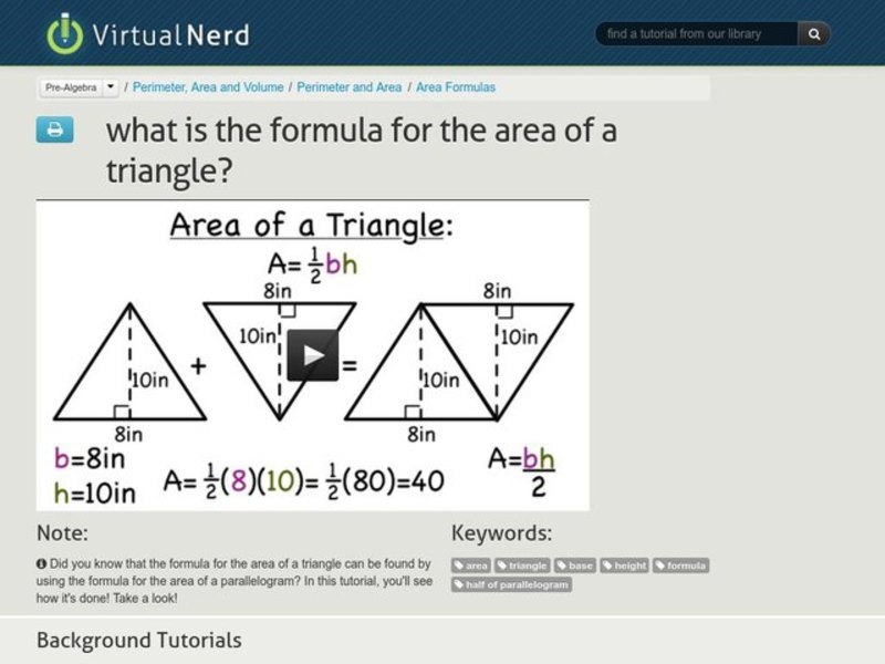 What is the Formula for the Area of a Triangle? Instructional Video