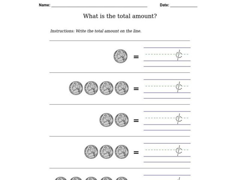 What Is the Total Amount? Worksheet