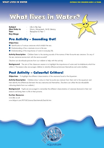 What Lives in Water? Lesson Plan