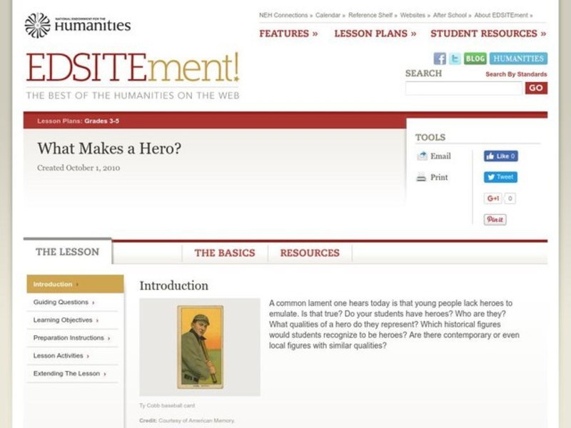 What Makes a Hero? Lesson Plan
