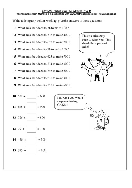 What Must be Added? Worksheet