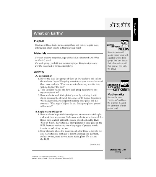 What on Earth? Lesson Plan