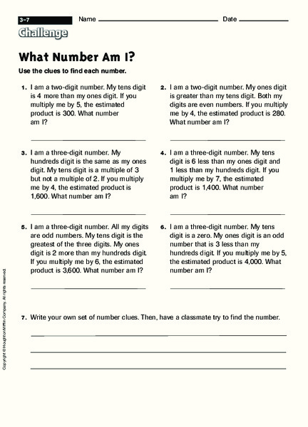 What number am I? Worksheet