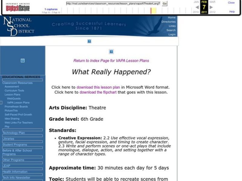 What Really Happened? Lesson Plan