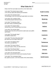 What State Am I? Worksheet