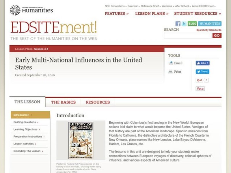 What They Left Behind: Early Multi-National Influences in the United States Lesson Plan