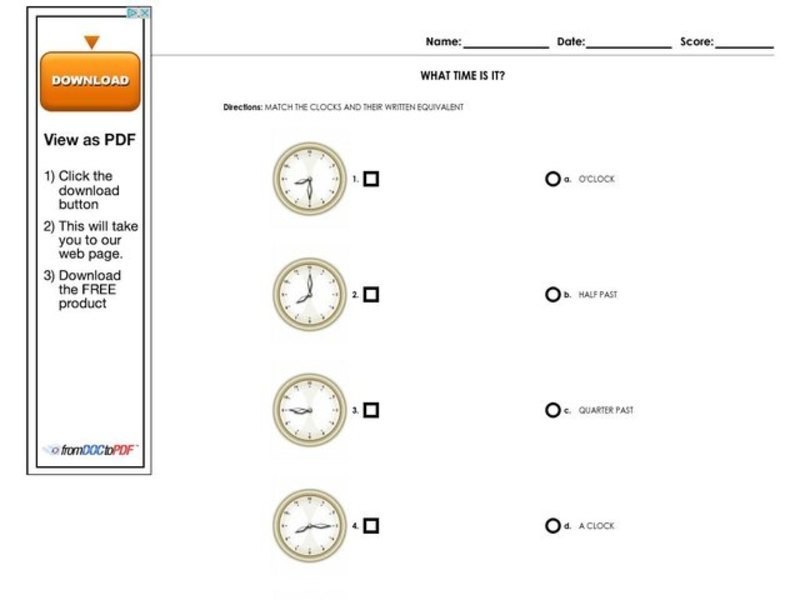 What Time Is It? Worksheet