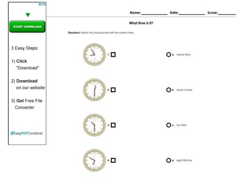 What time is it? Worksheet