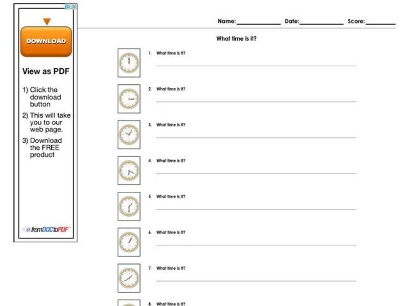 What Time Is It? Worksheet