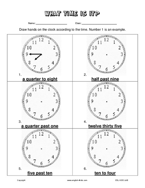What time is it? Worksheet