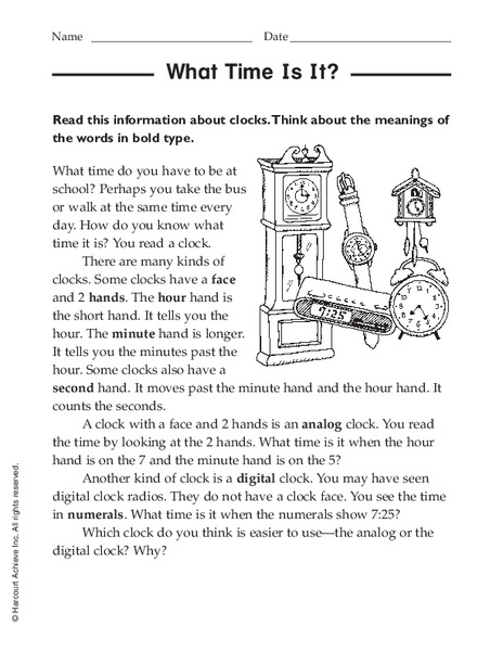 What Time Is It? Worksheet