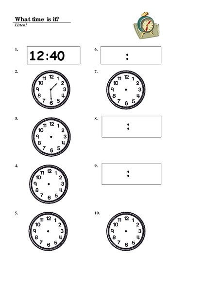 What Time Is It? Worksheet