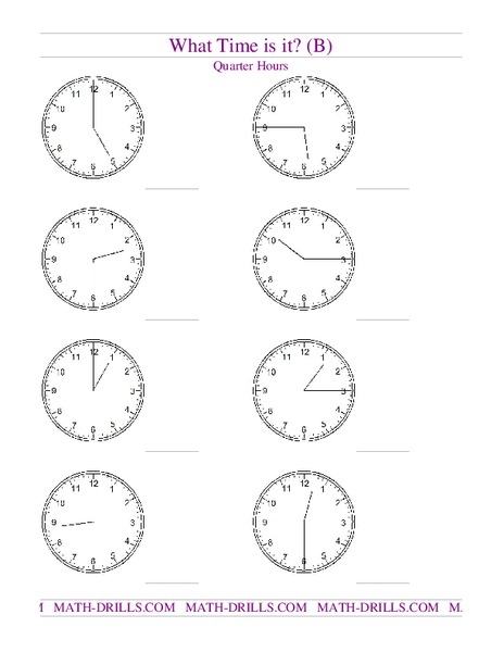 What Time Is It? (B) Worksheet
