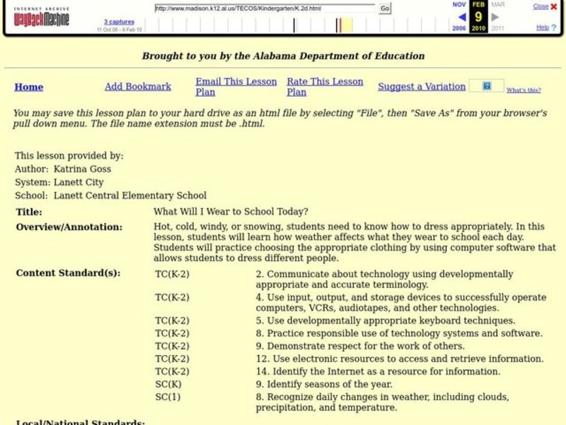 What Will I Wear to School Today? Lesson Plan