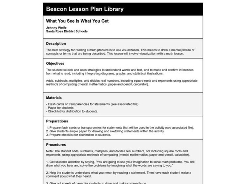 What You See Is What You Get Lesson Plan