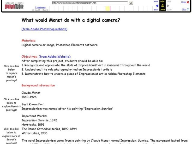 What Would Monet Do With a Digital Camera? Lesson Plan