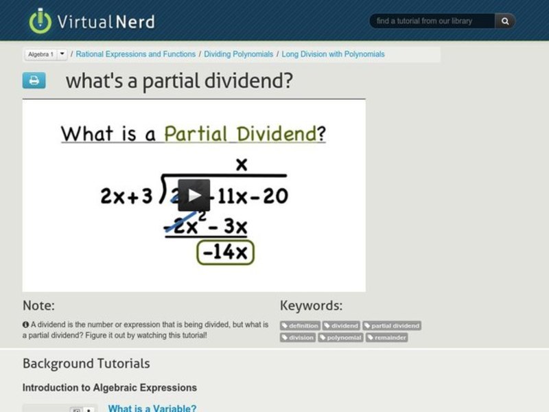 What's a Partial Dividend? Instructional Video