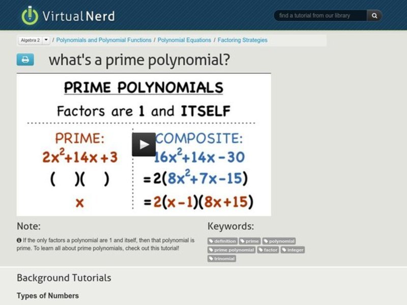 What's a Prime Polynomial? Instructional Video