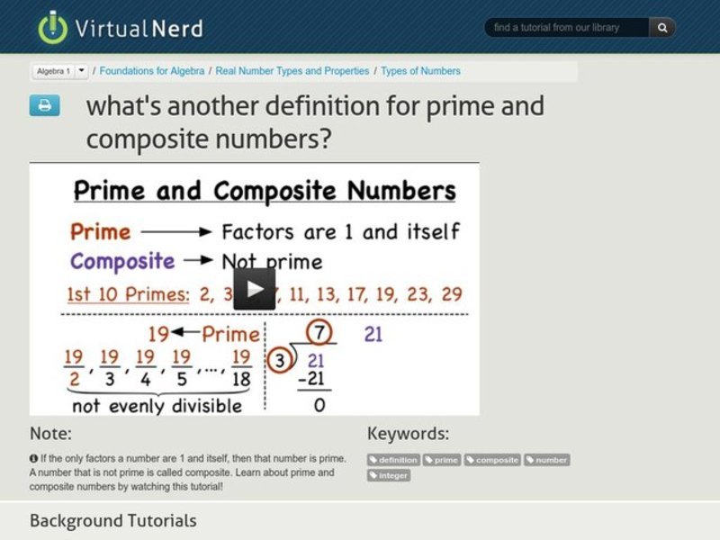 What's Another Definition for Prime and Composite Numbers? Instructional Video