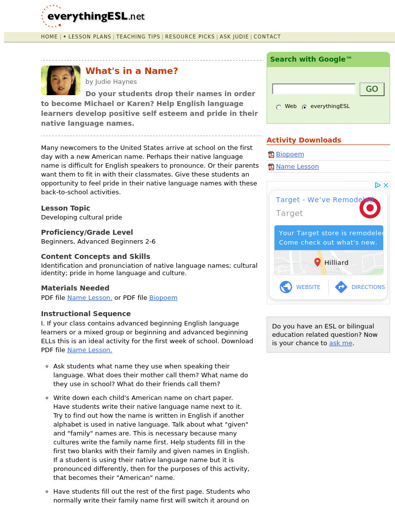 What's in a Name? Lesson Plan