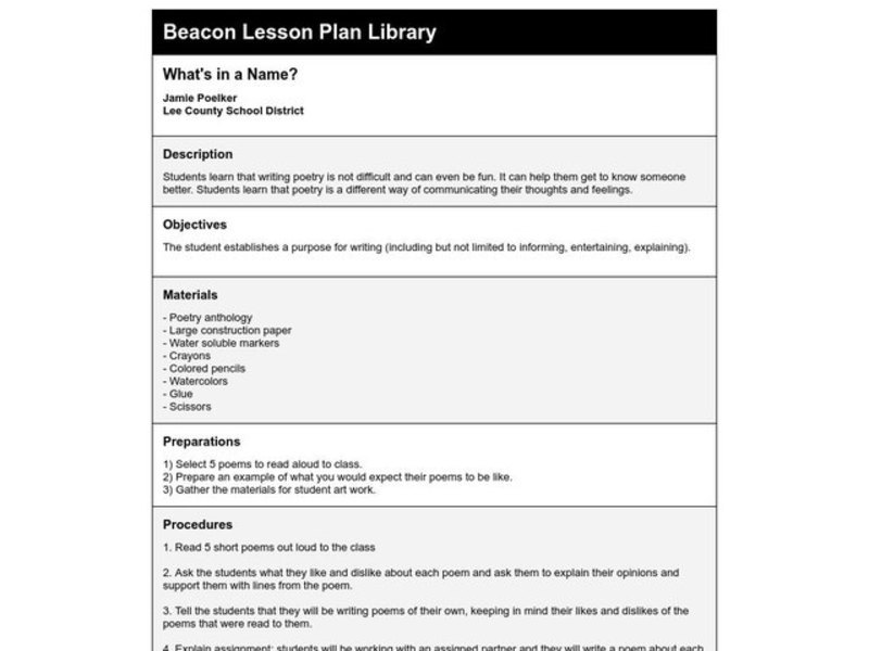 What's In a Name? Lesson Plan