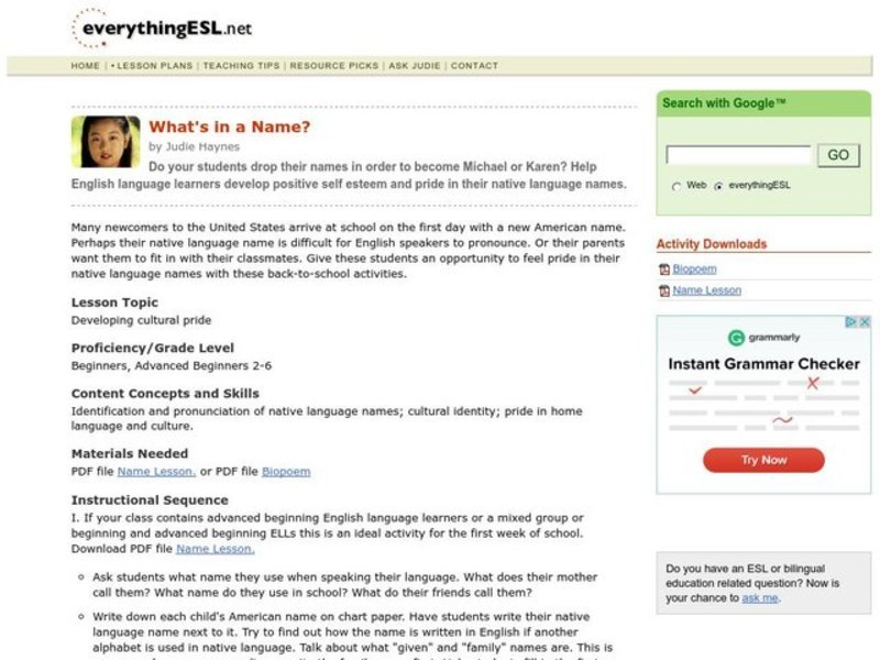 What's in a name? Lesson Plan