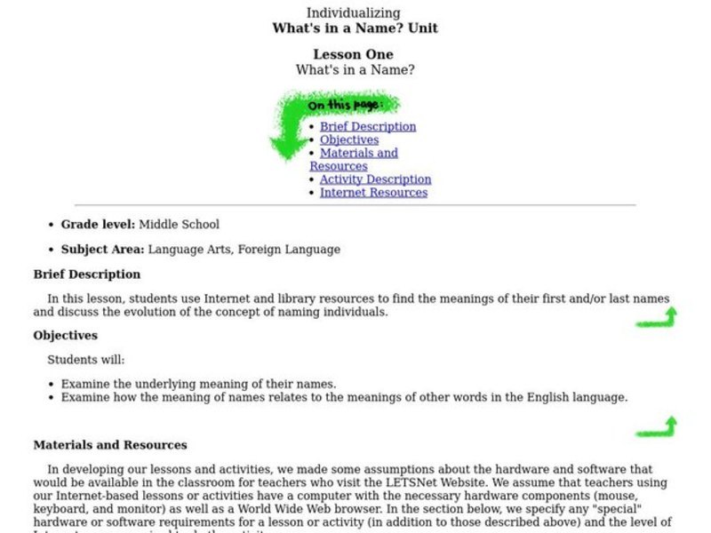 What's in a Name? Lesson Plan