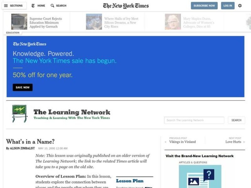 What's in a Name? Lesson Plan