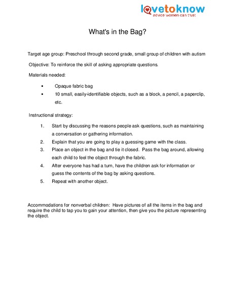 What's in the Bag? Lesson Plan