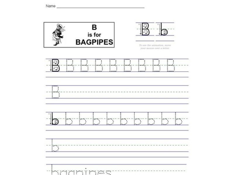 B is for Bagpipes Worksheet
