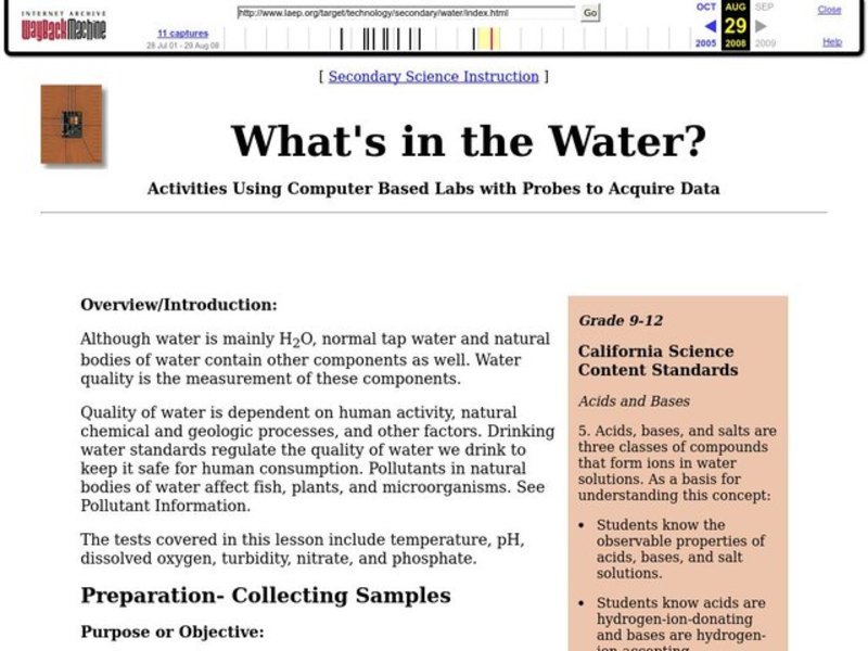 What's in the Water? Lesson Plan